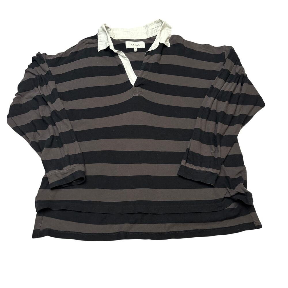 The Great Striped Rugby Long Sleeve Polo Shirt Womens Size 1 / Small Preppy USA